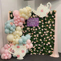 Bucherry Tea Party Decorations Set 2 Pcs Wonderland Teapot Teacup Arch with 135 Pcs Macaron Green Pink Yellow Balloons for Tea P