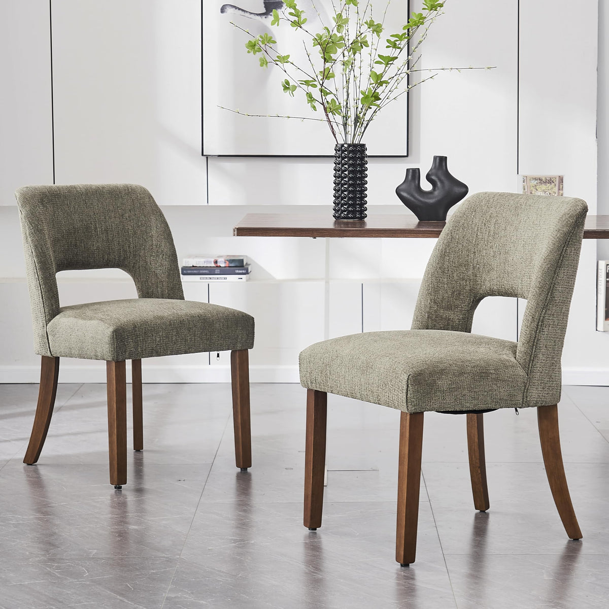 Vknow Wooden Dining Chairs Set Of 2, Modern Fabric Upholstered Dining Room Chair Kitchen Chairs, Farmhouse Dinner Chair For Kitc