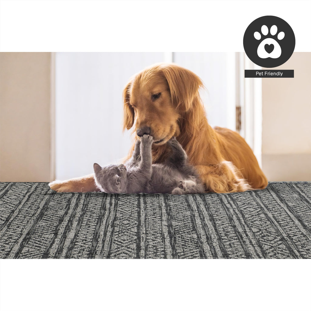 Fh Home Flat Woven Outdoor Rug - Waterproof, Easy To Clean, Stain Resistant - Premium Polypropylene Yarn - Striped Boho - Large