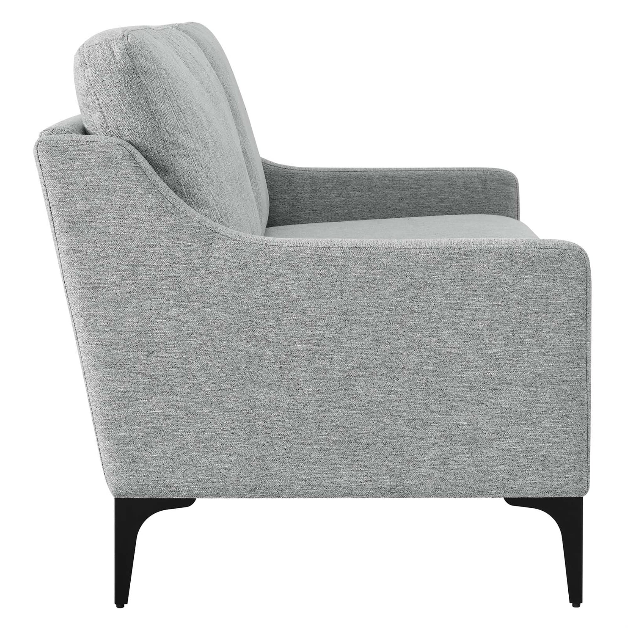 Modway Corland Upholstered Fabric And Metal Loveseat In Light Gray