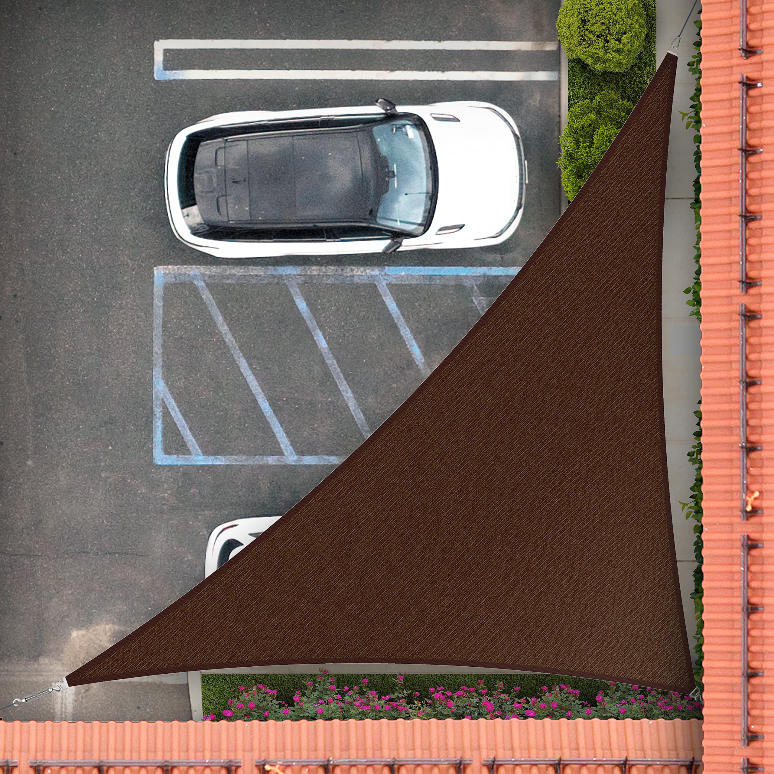 Royal Shade 16' X 21' X 26.4' Brown Right Triangle Sun Shade Sail Order To Make Rstaprt10, Upf50+ 95% Uv Blockage, 200Gsm Commer