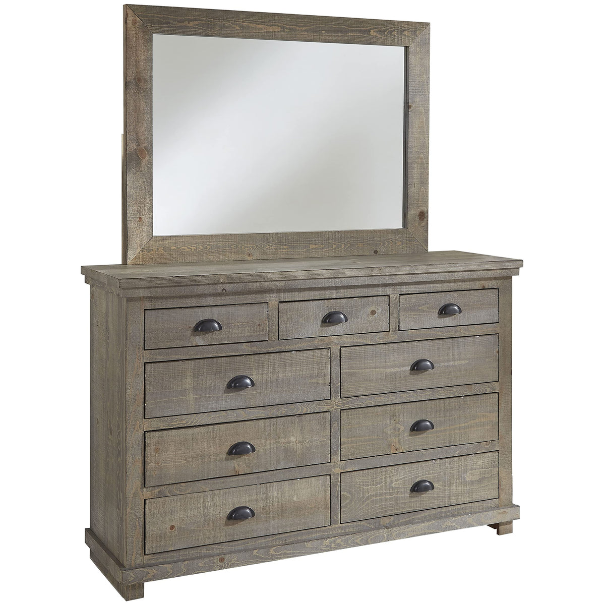 Progressive Furniture Willow Dresser With Mirror, 9-Drawer, P635-23/50