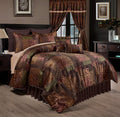 Chezmoi Collection Amelia 9-Piece Floral Jacquard Patchwork Comforter Set, Queen, Multi-Color