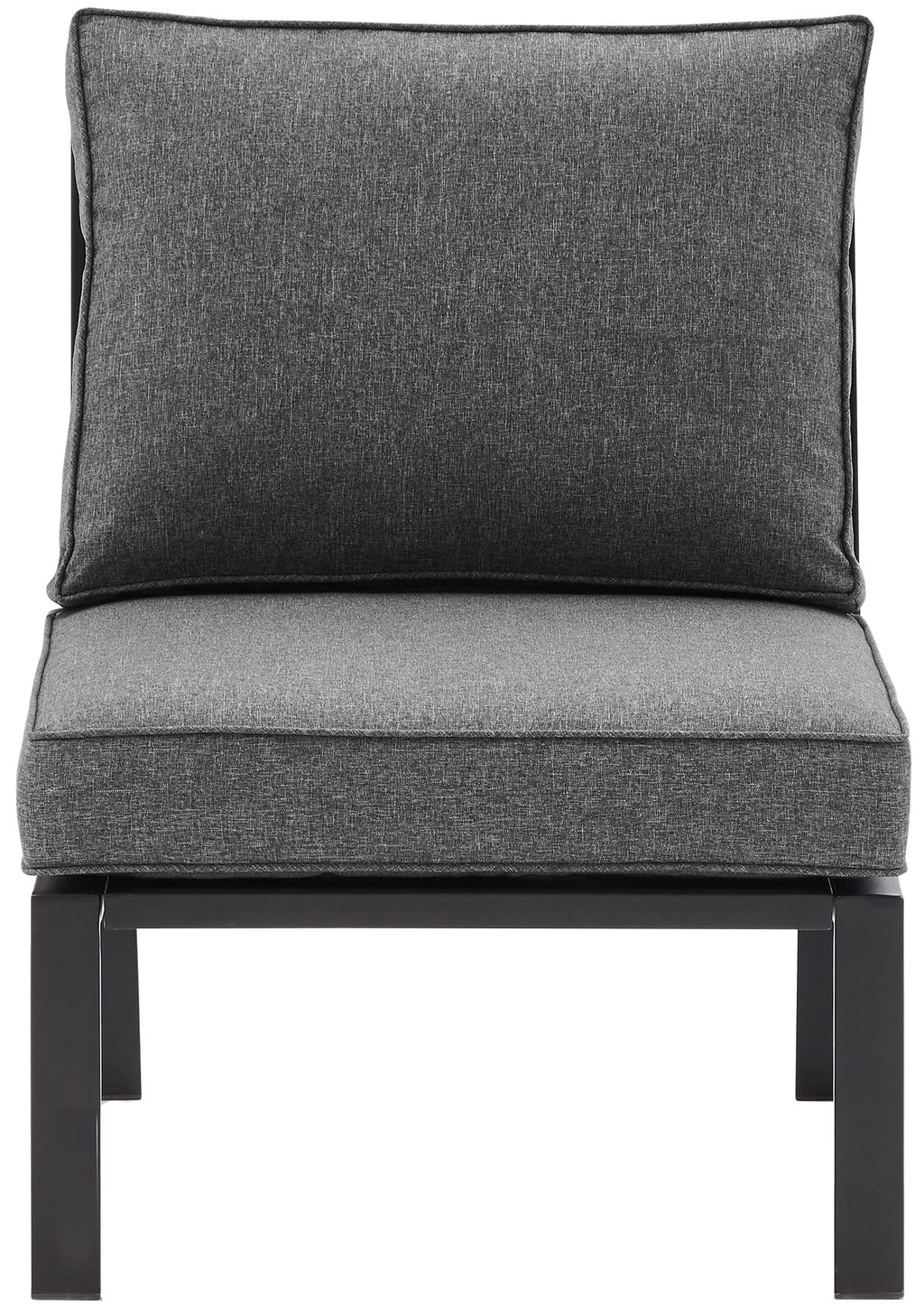 Crosley Furniture Clark Armless Outdoor Sectional Chair, Patio Chairs For Porch, Deck, Backyard, Balcony, Matte Black With Charcoal Cushions