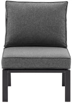 Crosley Furniture Clark Armless Outdoor Sectional Chair, Patio Chairs For Porch, Deck, Backyard, Balcony, Matte Black With Charcoal Cushions