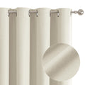 90 Inch Long Blackout Curtains For Living Room 2 Panel Set Linen Natural Birch Cream Full Light Blocking Thermal Curtain For Sli