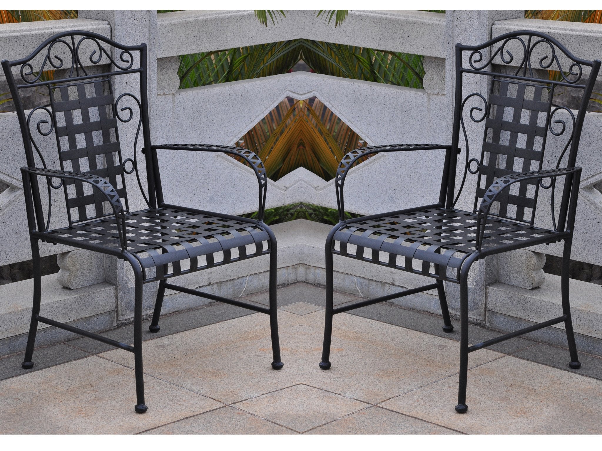 International Caravan Mandalay Iron Patio Chair - Set of 2