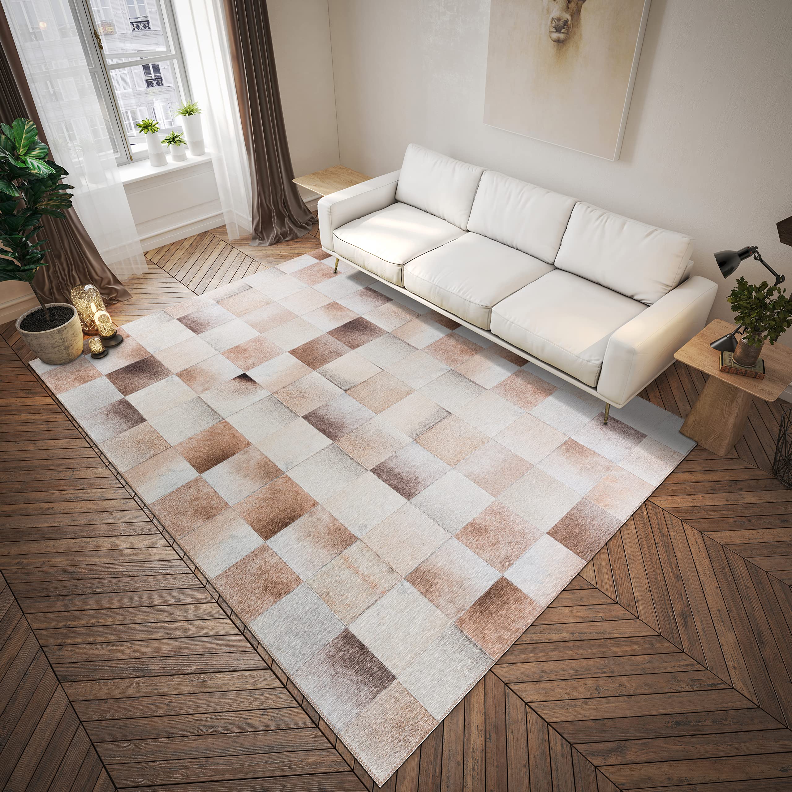 Dalyn Rugs Durango Patchwork Faux Cowhide Ss10 Khaki 3' X 5' Rug