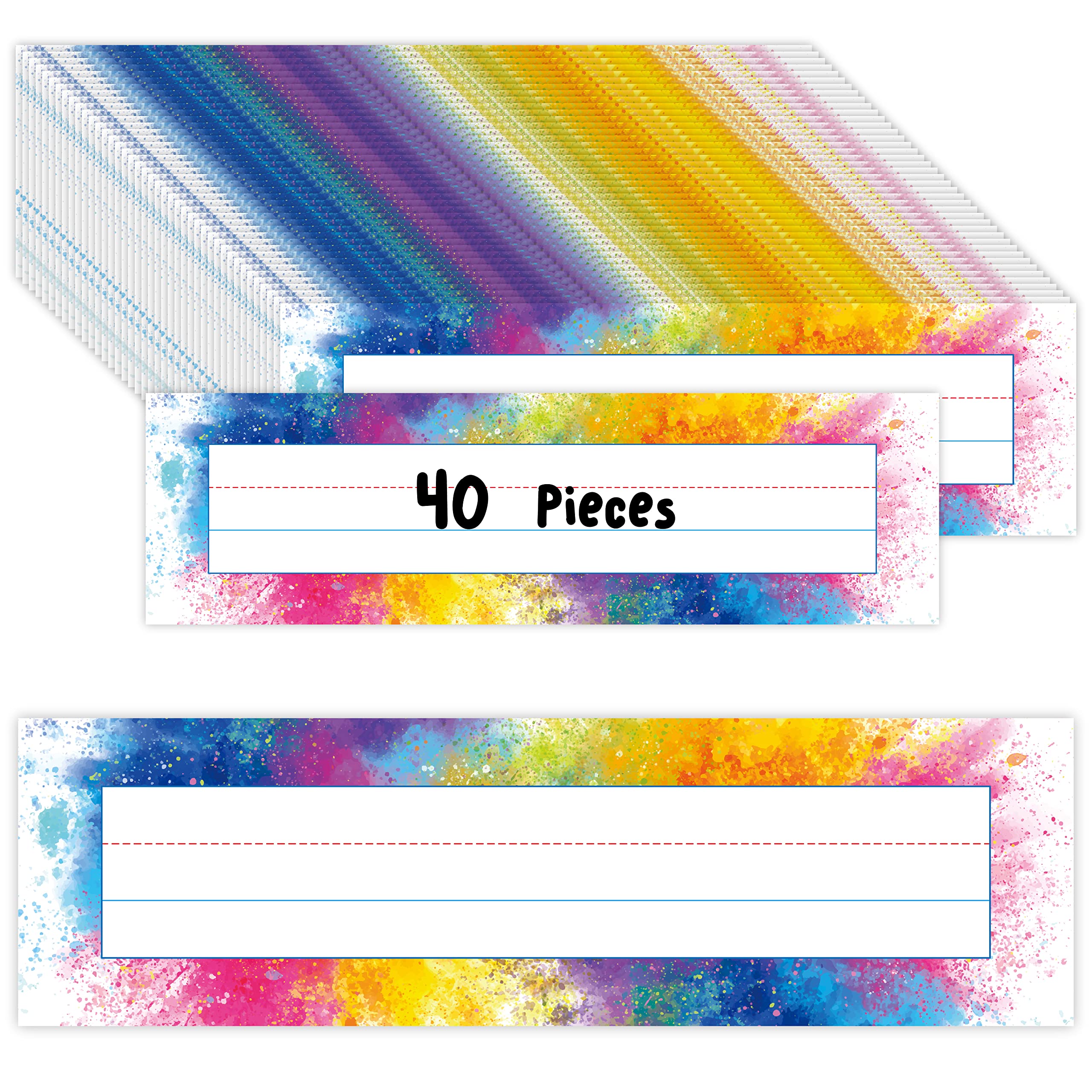 40Pcs Desk Nameplates, Double Sided Pet Film Desk Name Tags Student Name Labels Erasable & Reusable Traditional Manuscript Name