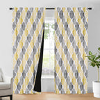 Beauoop Back Tab 100% Blackout Window Curtain Panels Moroccan Geo Print Room Darkening Thermal Insulated Energy Saving Drapes Qu