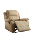 Acme Bina Motion Recliner with Pillow Top Armrest in Light Brown Microfiber