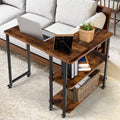 Tangkula 360° Free Rotating Sofa Side Table, Patented Mobile Couch Desk With 2-Tier Storage Shelves, Movable Laptop Table With Sturdy Metal Frame, Couch Table Snack Table For Home Office