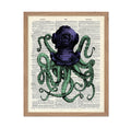 Poster Master Dictionary Art Poster - Octopus in Diving Helmet Print - Octopus Art - Kraken Art - Nautical Gift for Men, Women -