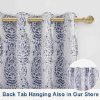 Living Room Curtains 63 Inch Length 2 Panels With Ikat Ogee Design Window Treatments Grommet 50% Heat Blocking Coastal Unique Moroccan Pretty Blackout Curtains For Bedroom Navy Blue And Gray White