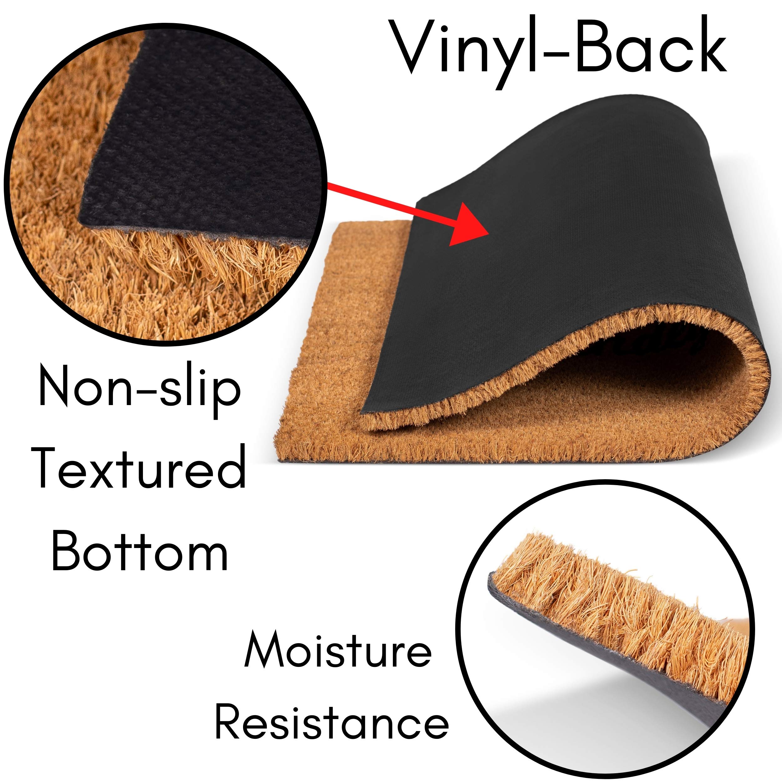 Birdrock Home - Home Sweet Home Coir Doormat - Vinyl Backed, Waterproof, Dirt Trapper, Heavy Duty For Indoor/Outdoor Entry, Porch, Garage, Black Border, Natural Fade, Mud Catching, Entrance House Mats