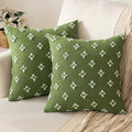 Miulee Set Of 2 Decorative Throw Pillow Covers Rhombic Jacquard Pillowcase Soft Square Cushion Case For Summer Couch Sofa Bed Bedroom Living Room, 20X20 Inch, Moss Green