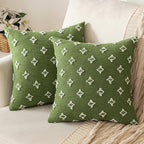 Miulee Set Of 2 Decorative Throw Pillow Covers Rhombic Jacquard Pillowcase Soft Square Cushion Case For Summer Couch Sofa Bed Bedroom Living Room, 20X20 Inch, Moss Green