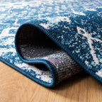 Safavieh Amsterdam Collection Runner Rug - 2'3'' X 6', Navy & Beige, Moroccan Boho Design, Non-Shedding & Easy Care, Ideal For H