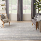 Nourison Essentials Indoor/Outdoor Solid Abstract Grey/Beige 10' X 14' Area Rug, Easy Cleaning, Non Shedding, Bed Room, Living Room, Dining Room, Backyard, Deck, Patio (10X14)