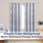 Living Room Curtains 63 Inch Length 2 Panels With Ikat Ogee Design Window Treatments Grommet 50% Heat Blocking Coastal Unique Moroccan Pretty Blackout Curtains For Bedroom Navy Blue And Gray White