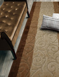 ORFA HOME Custom Size Scroll Hallway Runner Rug Slip Resistant, 26 Inch Wide x Your Choice of Length Size, Brown, 26 Inch X 21 F