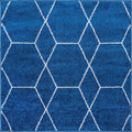 Unique Loom Trellis Frieze Collection Area Rug - Geometric (3 Square, Navy Blue/ Ivory)