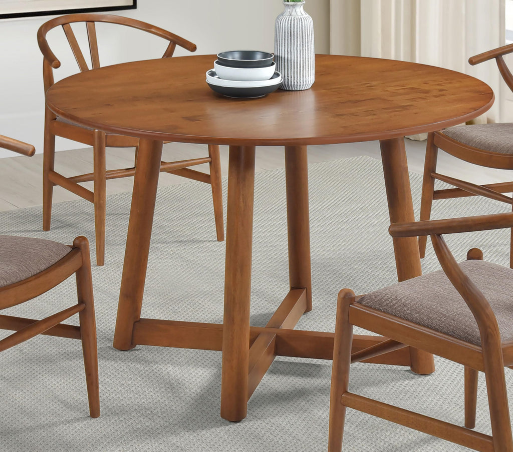Coaster Home Furnishings Dinah Round Solid Wood Dining Table Walnut