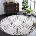 SAFAVIEH Adirondack Collection 6 Round Light Grey/Black ADR241F Modern Geometric Non-Shedding Entryway Foyer Living Room Bedroo