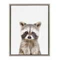 Kate and Laurel Sylvie Baby Raccoon Animal Print Portrait Framed Canvas Wall Art by Amy Peterson, 18x24 Gray