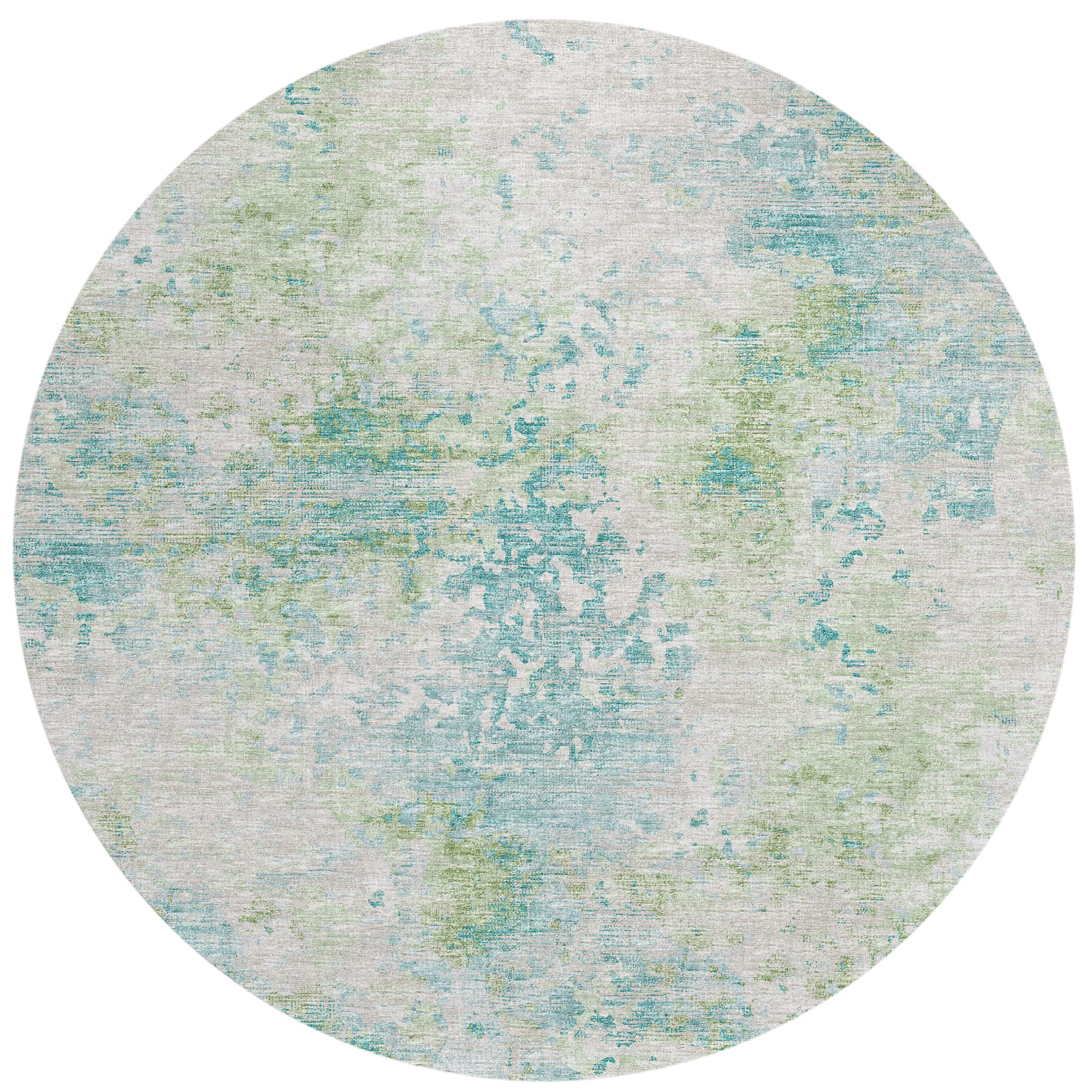 Addison Rugs Indoor/Outdoor Accord Aac35 Green Washable 8' X 8' Indoor Outdoor Round Rug, Easy Clean, Machine Washable, Non Shedding, Bedroom, Living Room, Dining Room, Kitchen, Patio Rug