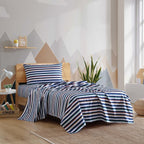 Eddie Bauer Kids - Full Sheets, Stain Resistant Kids Bedding, Ideal For Toddler Bedding Set (Stripes Game Blue, Full)