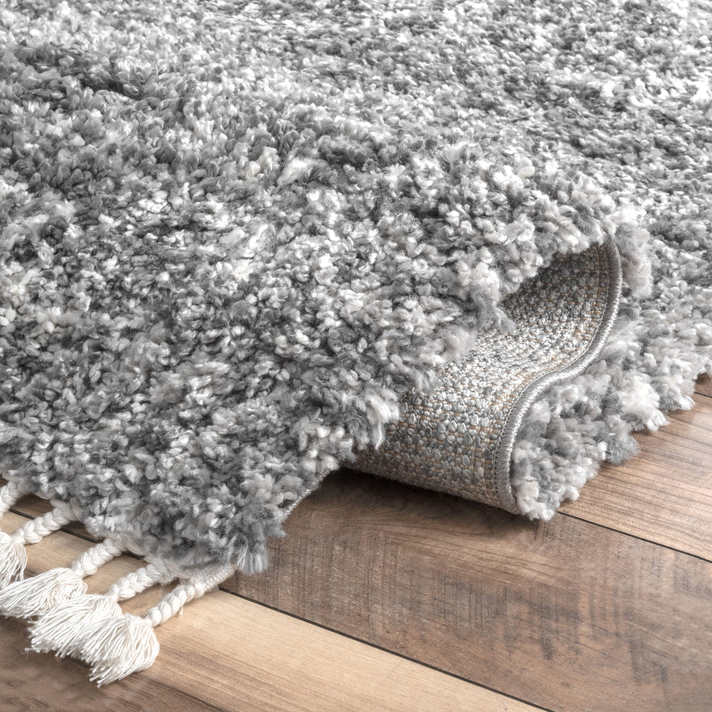 Nuloom Brooke Shag Tasseled Area Rug - 2X8 Runner Shag Rug Casual Grey/Ivory Rugs For Living Room Bedroom Dining Room Nursery En