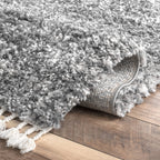 Nuloom Brooke Shag Tasseled Area Rug - 2X8 Runner Shag Rug Casual Grey/Ivory Rugs For Living Room Bedroom Dining Room Nursery En