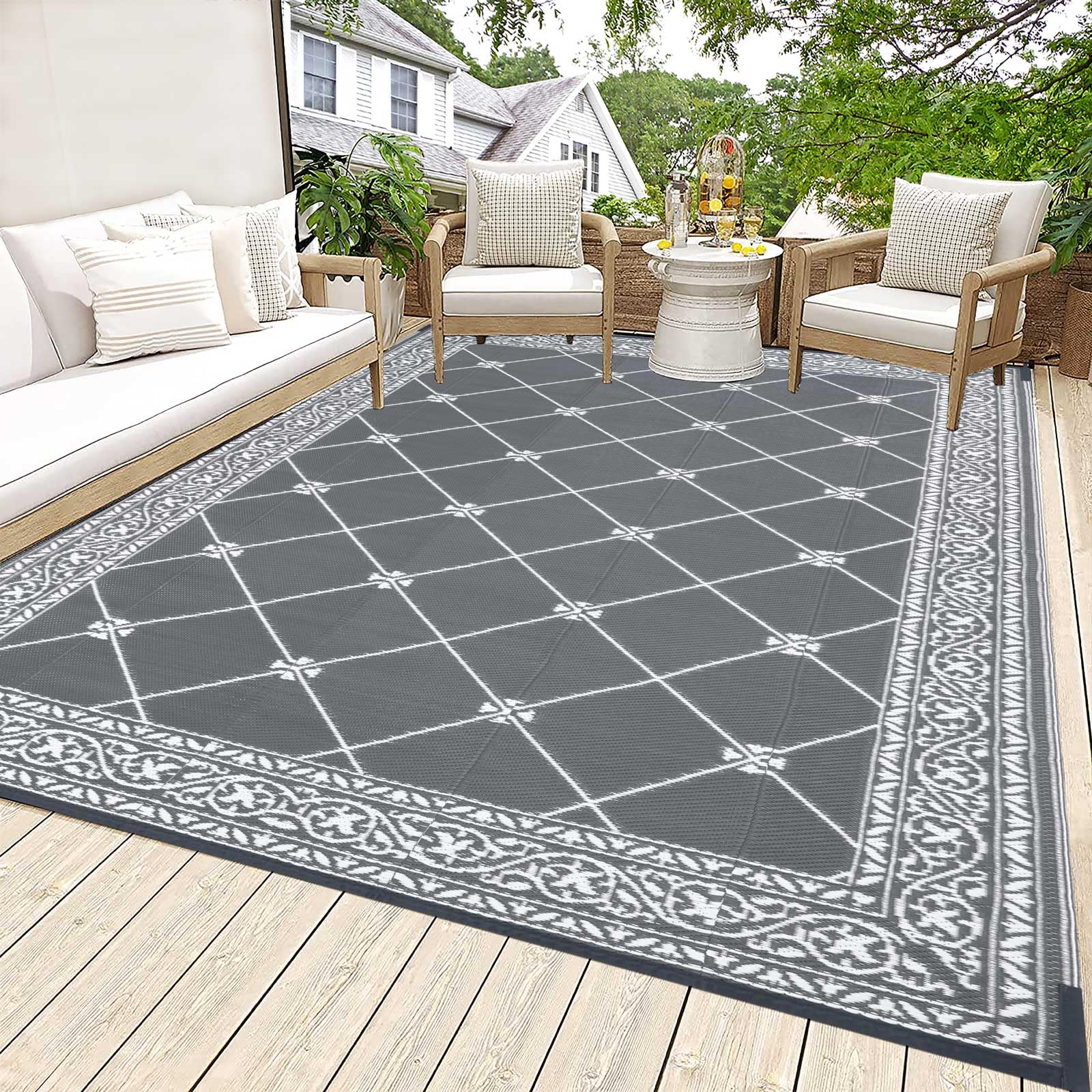 Hiiarug Reversible Mats Outdoor Rug 6X9 For Patio Plastic Straw Patio Rugs Outdoor Rugs Large Floor Mat For Ourdoor Decor,Garden