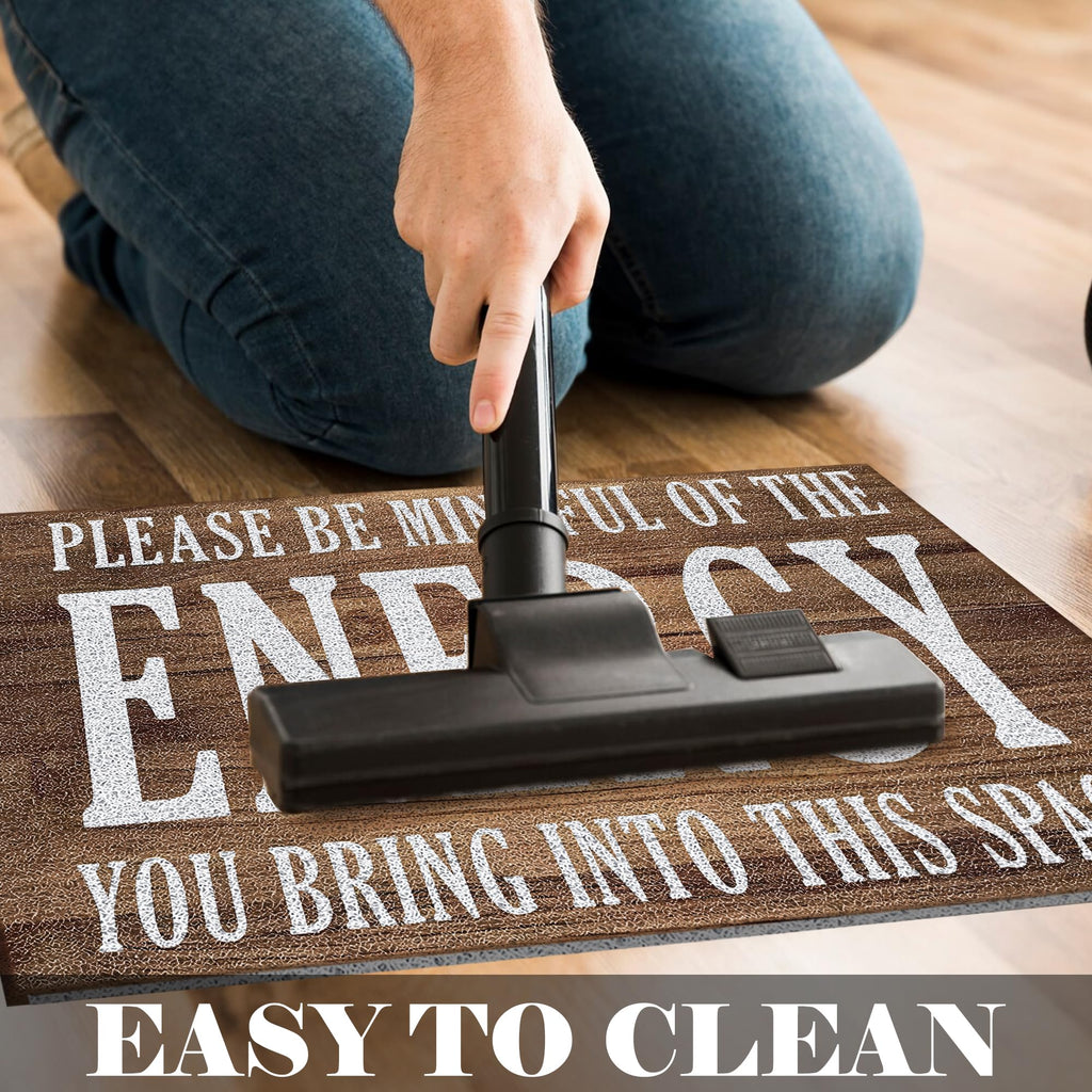 Luvadian Funny Welcome Mats For Front Door - Please Be Mindful Of The Energy You Bring Into This Space, Check Your Energy Door M