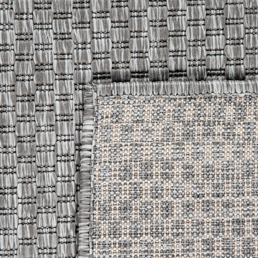 Solid Outdoor Rug For Patio Or Balcony Weatherproof In Mottled Grey, Size: 6'7' Round