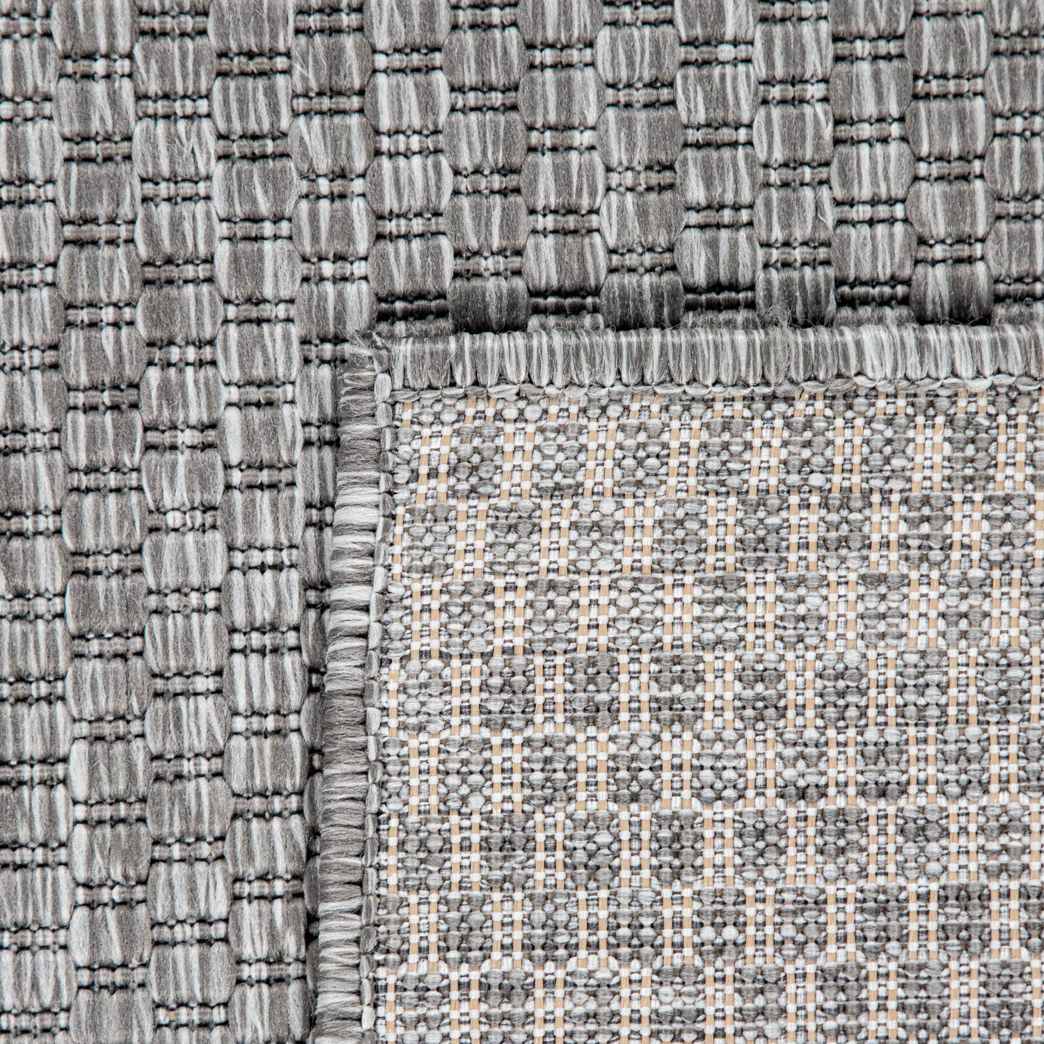 Solid Outdoor Rug For Patio Or Balcony Weatherproof In Mottled Grey, Size: 4'7' X 6'7'