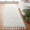 Safavieh Moroccan Tassel Shag Collection Runner - 23 x 6, Ivory, Geometric Design, 2-inch Thick, Ideal for The Living Room, Di