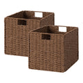 StorageWorks 13 inch Cube Storage Bins, Wicker Baskets for Storage, Brown