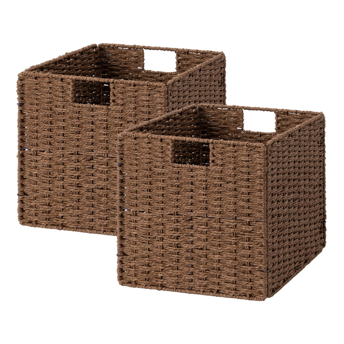 StorageWorks 13 inch Cube Storage Bins, Wicker Baskets for Storage, Brown