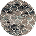 Unique Loom Trellis Frieze Collection Area Rug - Rounded (7 Round, Blue Multi/ Ivory)