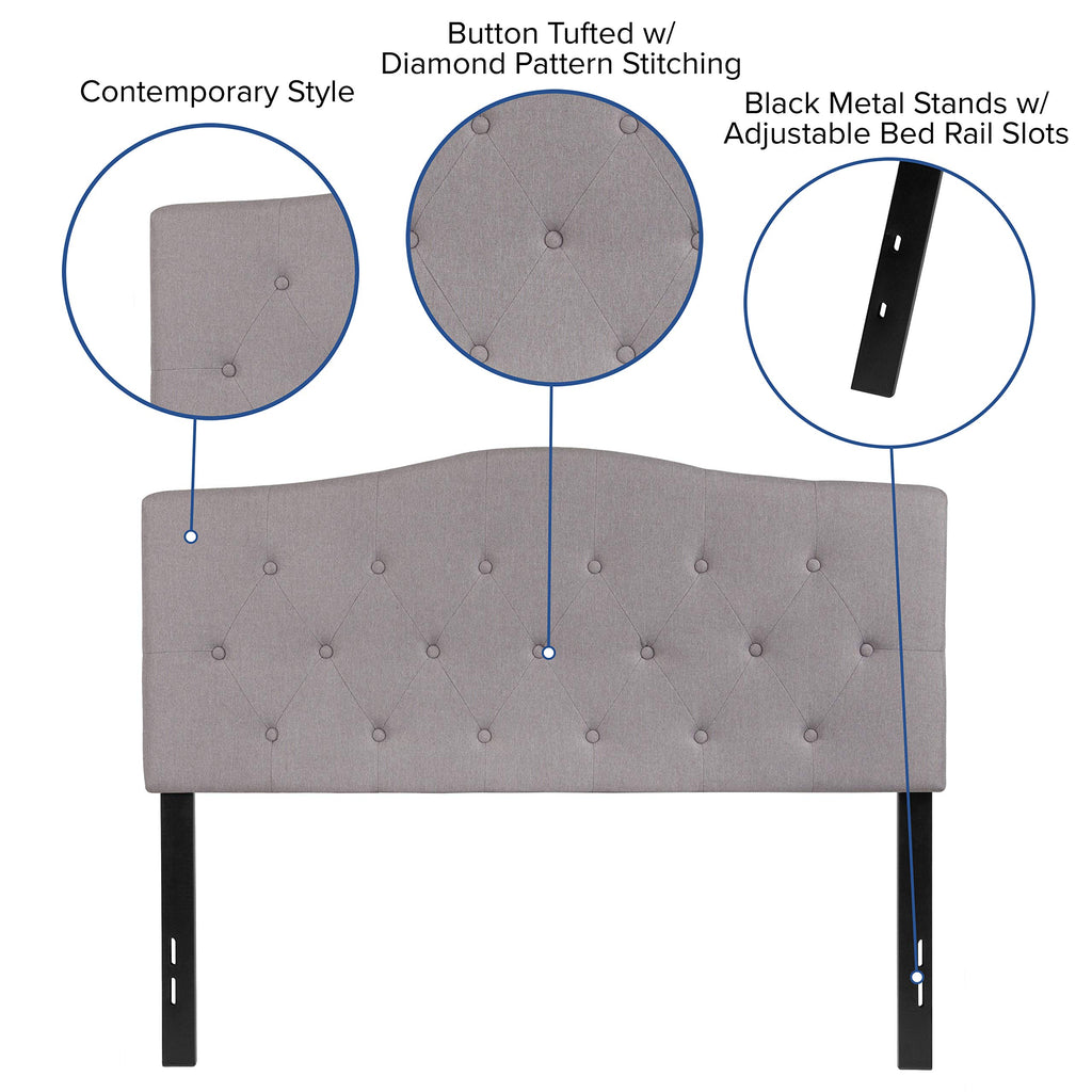 Flash Furniture Cambridge Tufted Upholstered Full Size Headboard In Light Gray Fabric