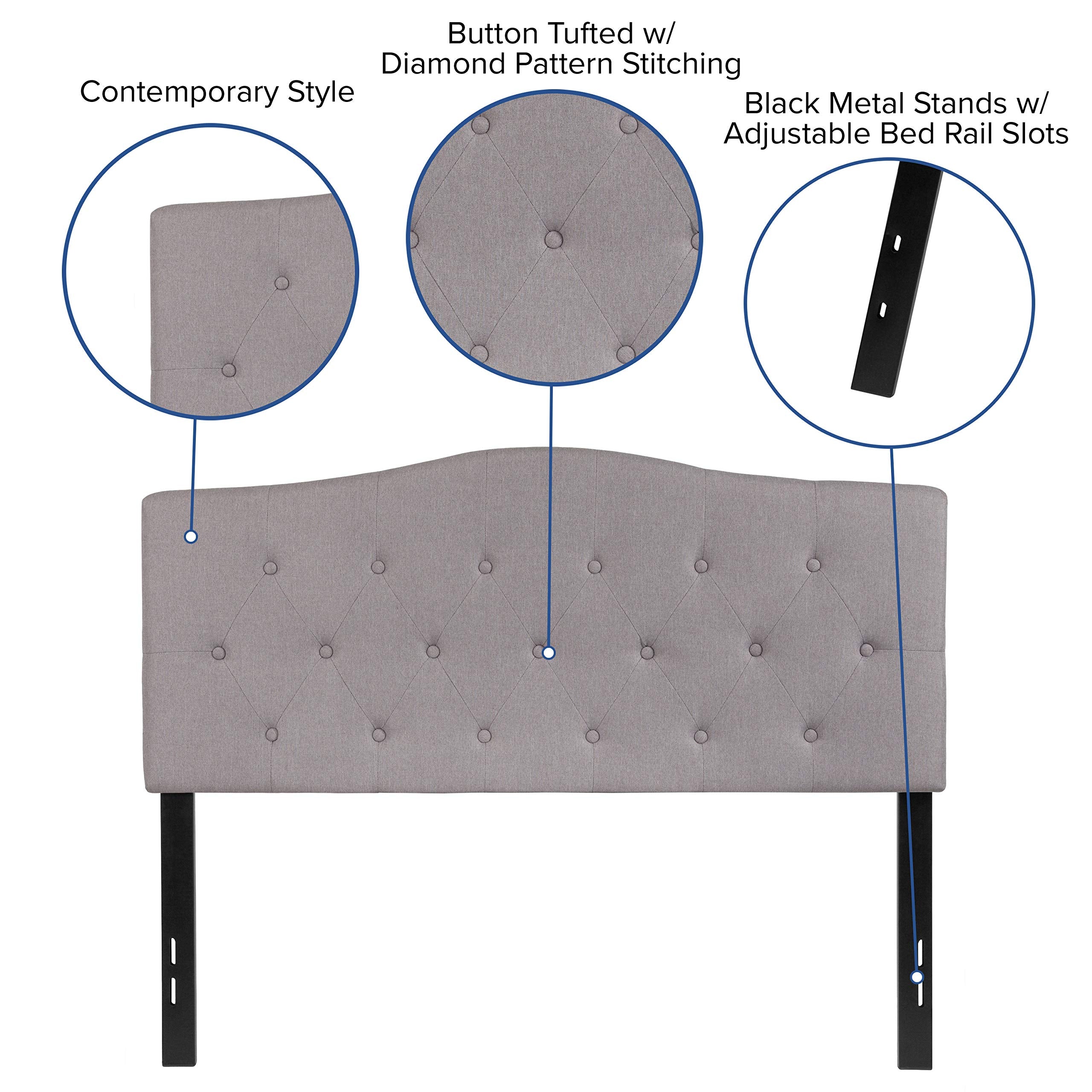 Flash Furniture Cambridge Tufted Upholstered Full Size Headboard In Light Gray Fabric