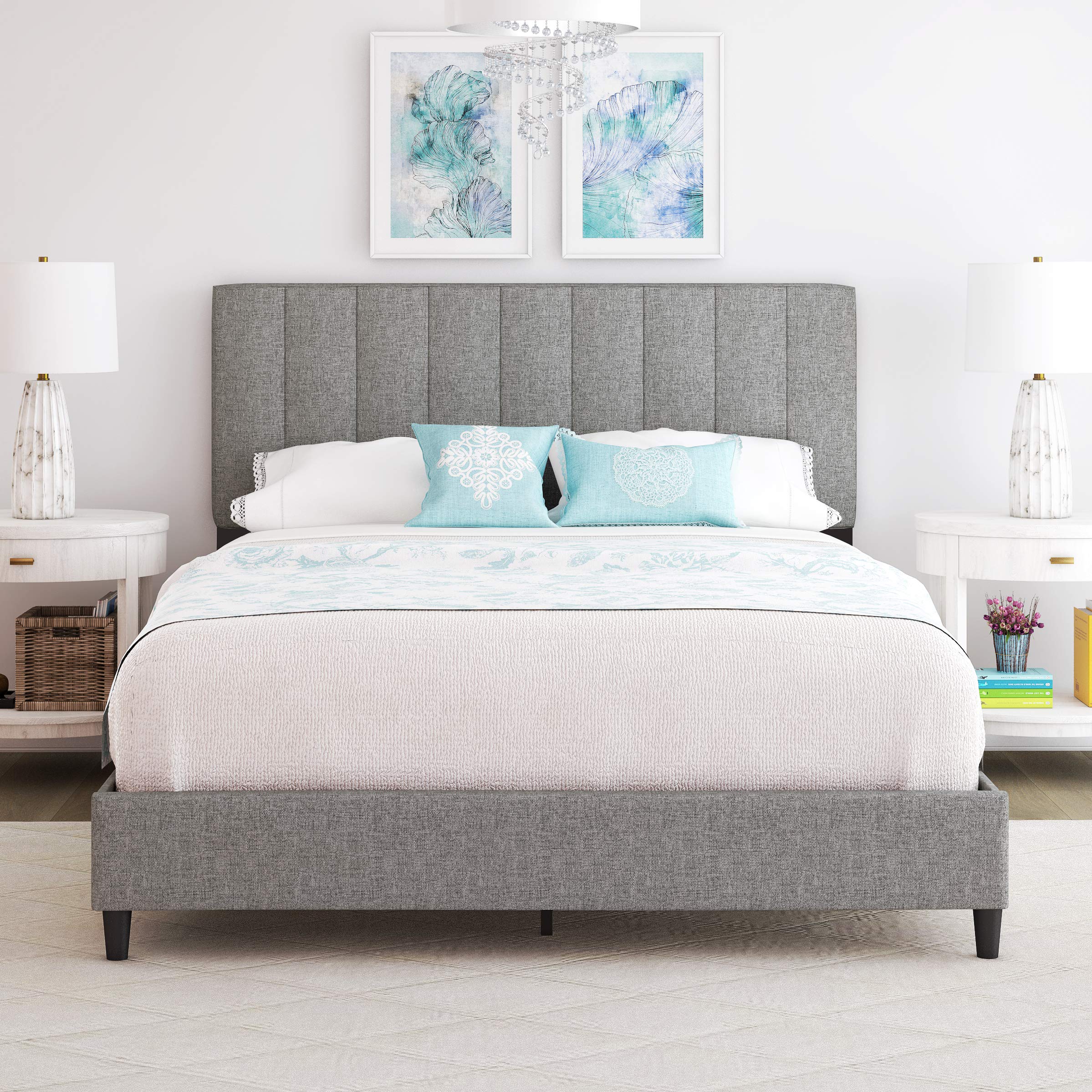Boyd Sleep Leah Upholstered Vertical Tufted Platform Bed Frame