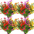 WILLBOND 36 Bundles Artificial Flowers Outdoor, UV Resistant Faux Artificial Plants Shrubs Flower Bulk for Hanging Planter Porch