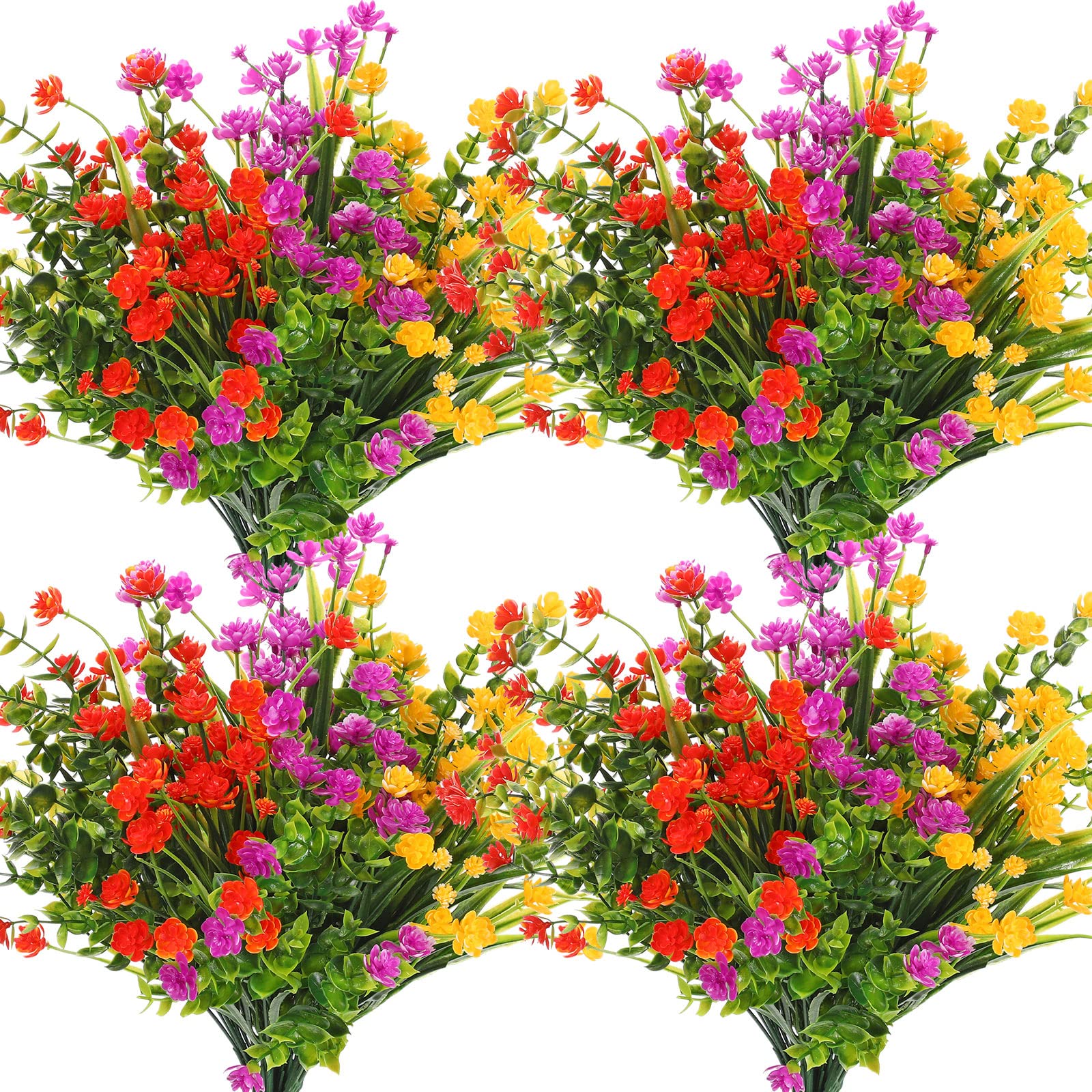 WILLBOND 36 Bundles Artificial Flowers Outdoor, UV Resistant Faux Artificial Plants Shrubs Flower Bulk for Hanging Planter Porch