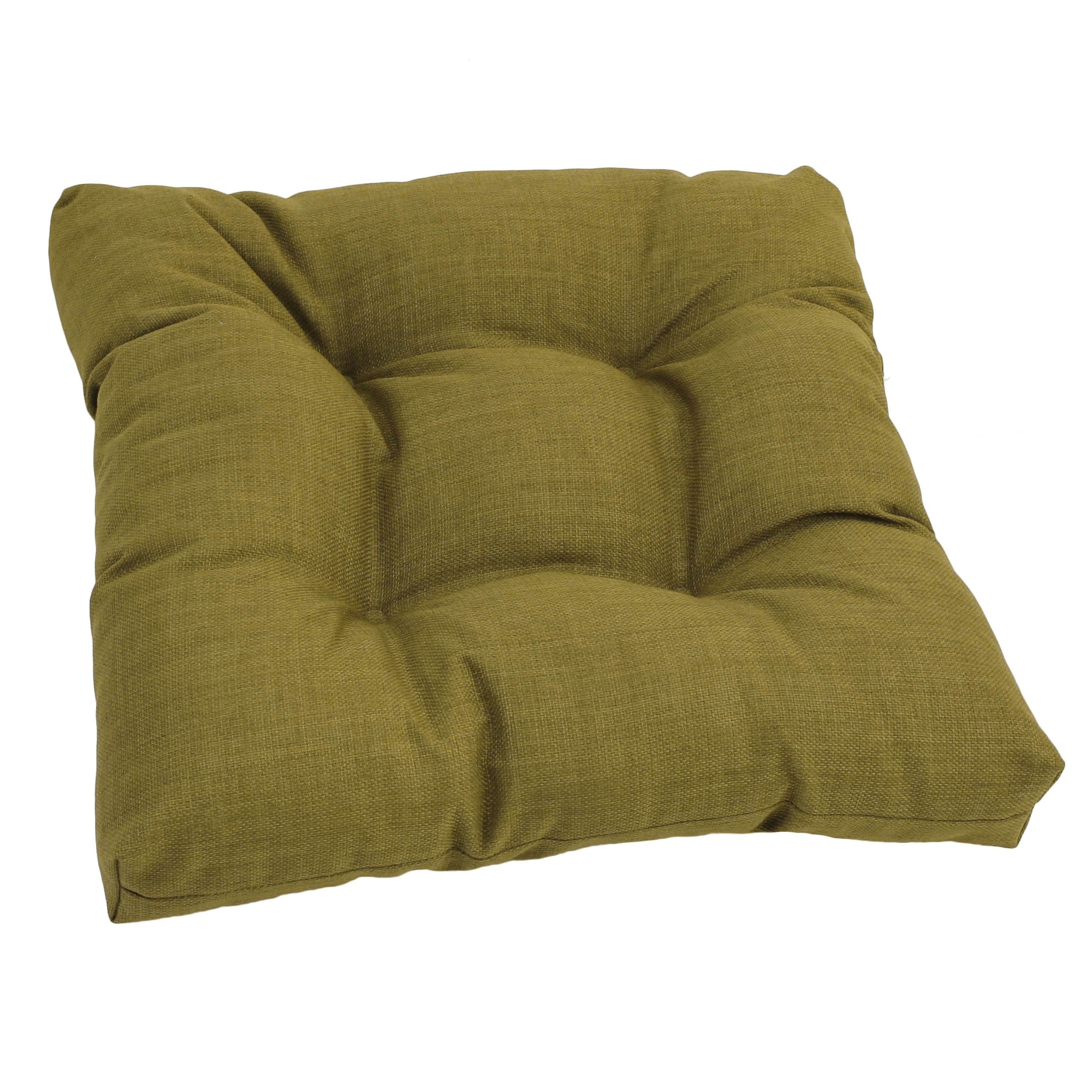 Blazing Needles Indoor/Outdoor Square Tufted Chair Cushion, 19 x 19, Avocado