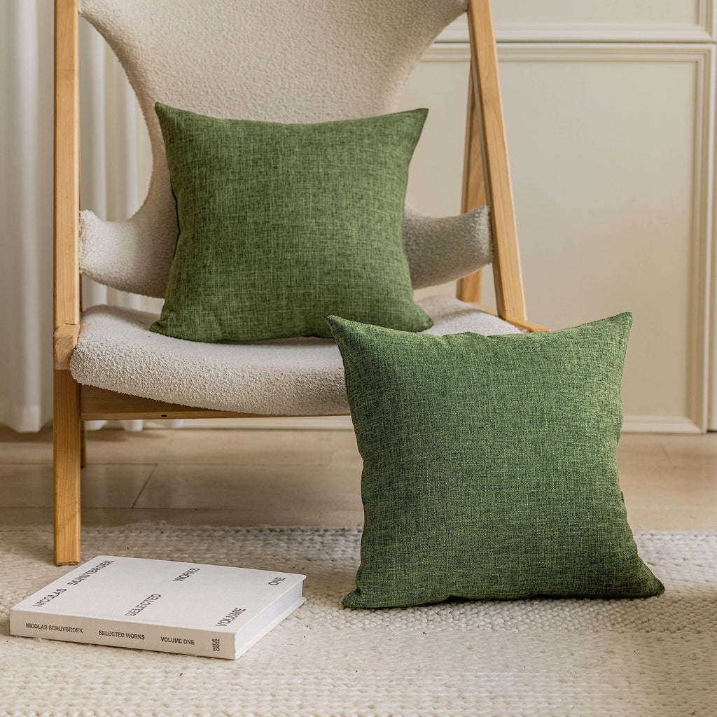 Home Brilliant 2 Pack Lined Linen Solid Textured Large Throw Euro Pillow Sham 26X26 Cushion Cover For Couch Floor Decorations, 2