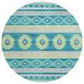 Addison Rugs Sonora Aso33 Blue 8' X 8' Indoor Outdoor Round Rug, Easy Clean, Machine Washable, Non Shedding, Bedroom, Living Room, Dining Room, Kitchen, Patio Rug