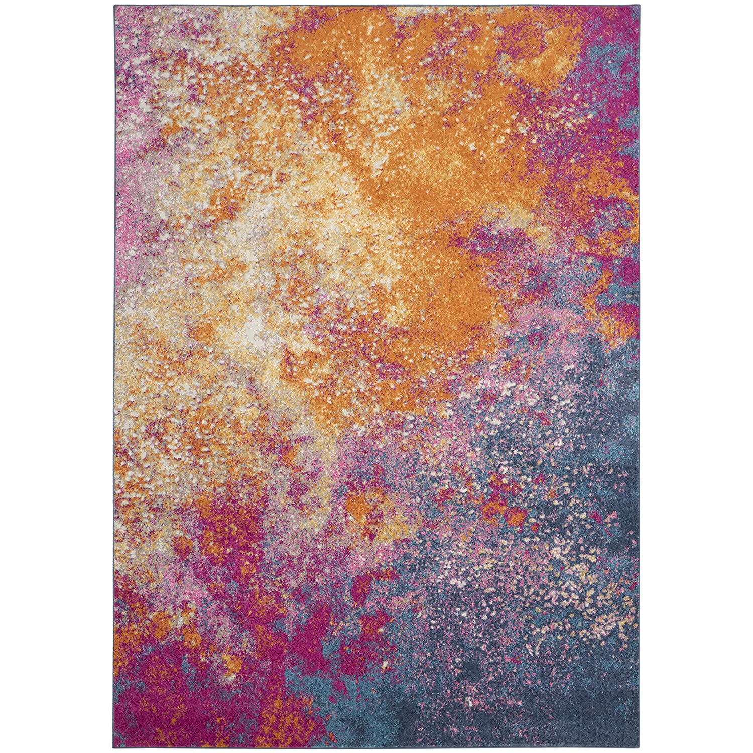 Nourison Passion Sunburst 9 x 12 Area-Rug, Modern, Abstract, Easy-Cleaning, Non Shedding, Bed Room, Living Room, Dining Room, 